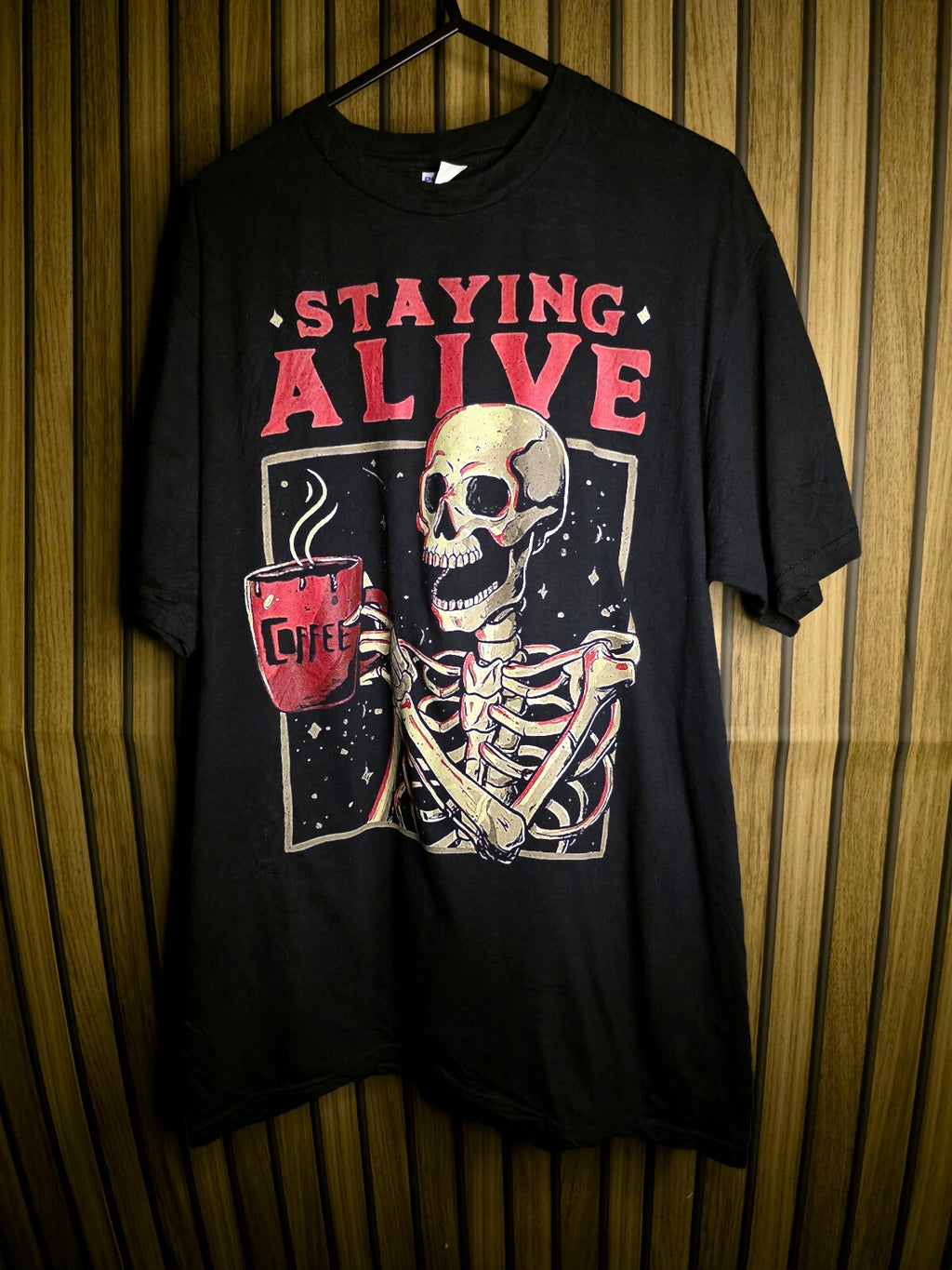 Port & Company Staying Alive Skeleton T-Shirt Black M MX553