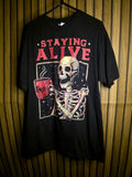 Port & Company Staying Alive Skeleton T-Shirt Black M MX553