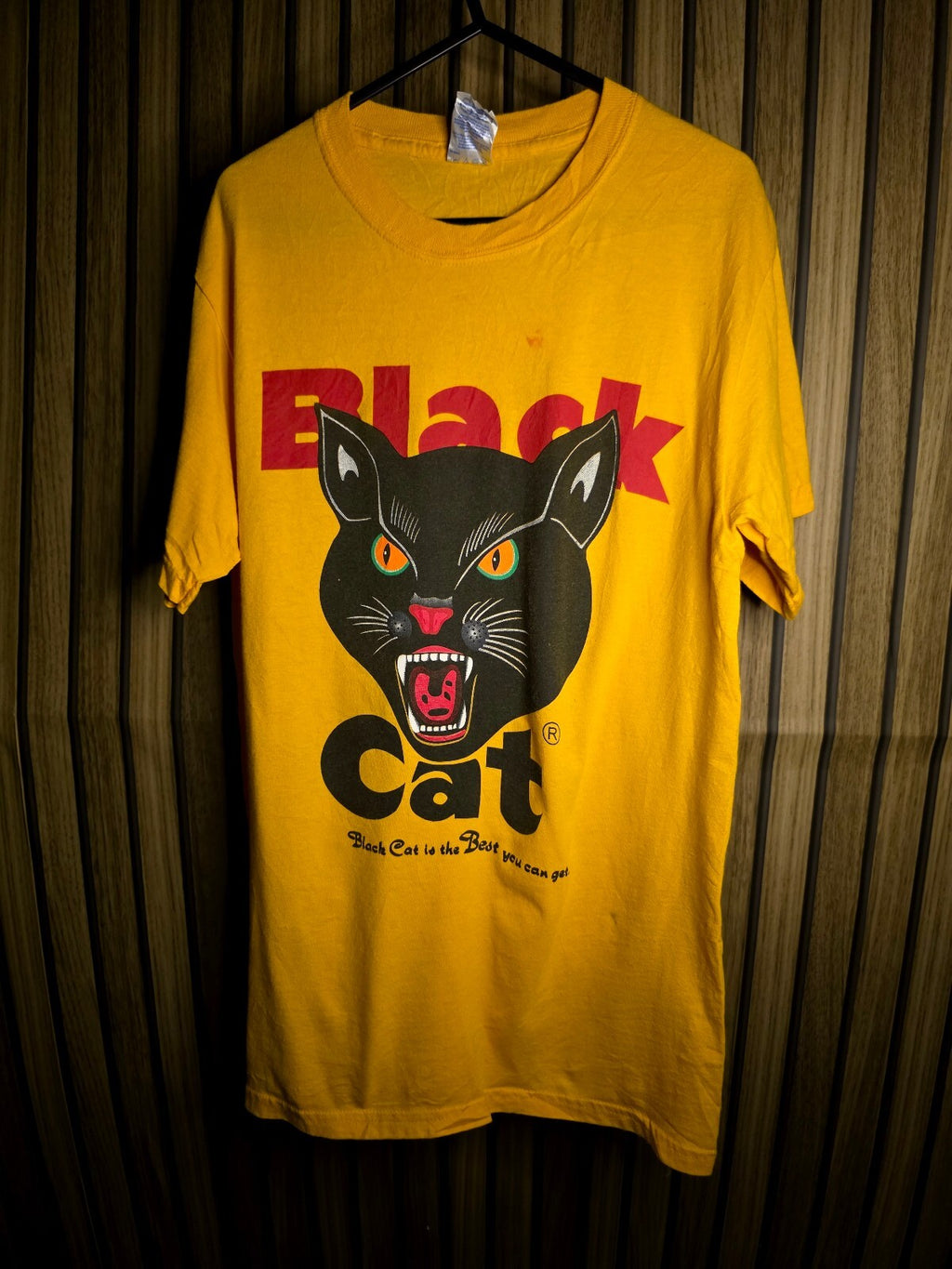 Black Cat Graphic T-Shirt Yellow Extra Cotton MX570