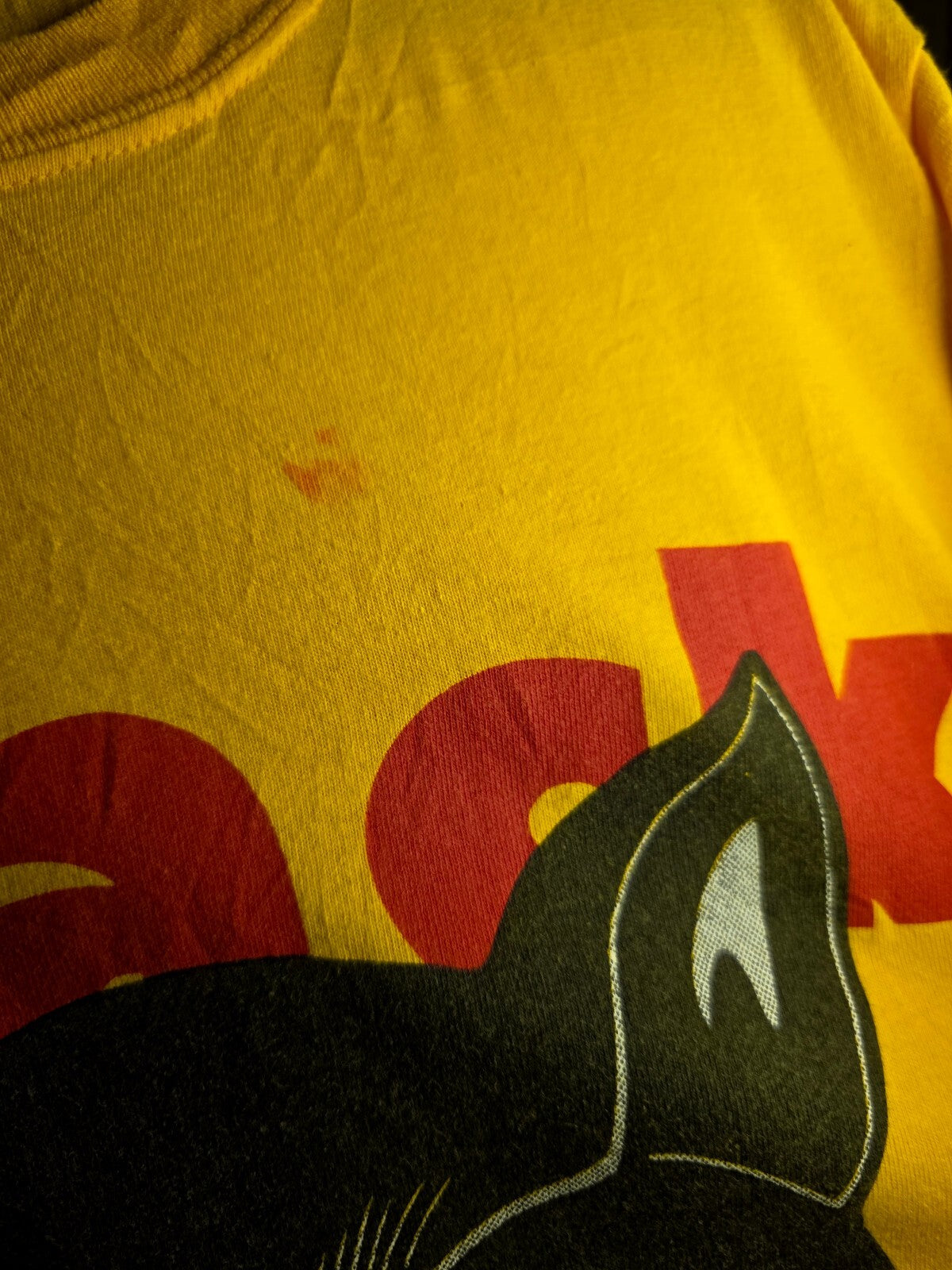 Black Cat Graphic T-Shirt Yellow Extra Cotton MX570