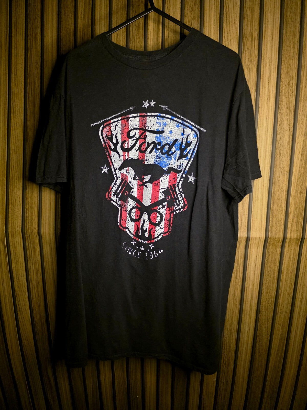 Ford Skull Flag Graphic T-Shirt Black Large MX580