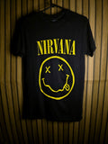 Nirvana Smiley Face Graphic Black T-Shirt S MX611