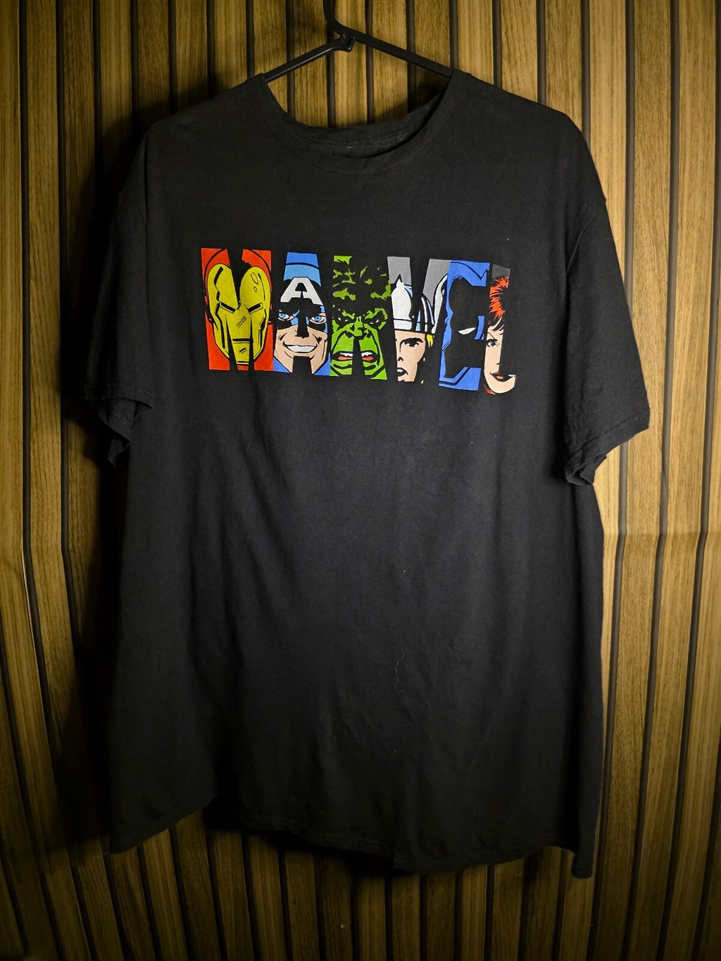 Marvel Comic Letters Graphic T-Shirt Black XL MX647