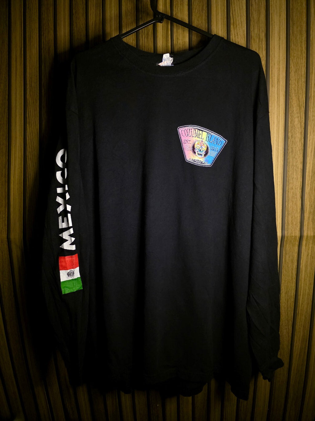 Cozumel Island Skull Long Sleeve T-Shirt Black MX649