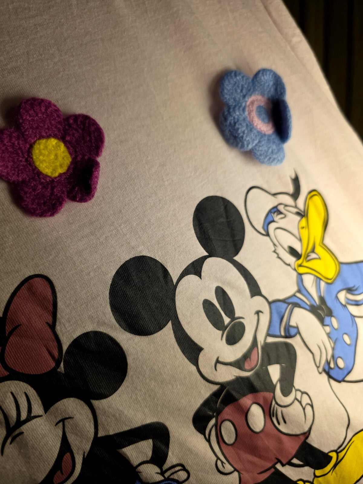 Disney Mickey and Minnie Flowers T-Shirt Pink L/G MX692