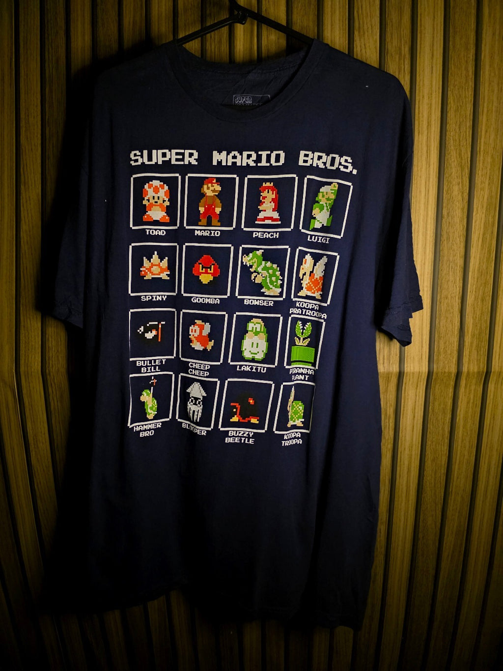 Super Mario Bros Character Grid T-Shirt Navy XL RAN122