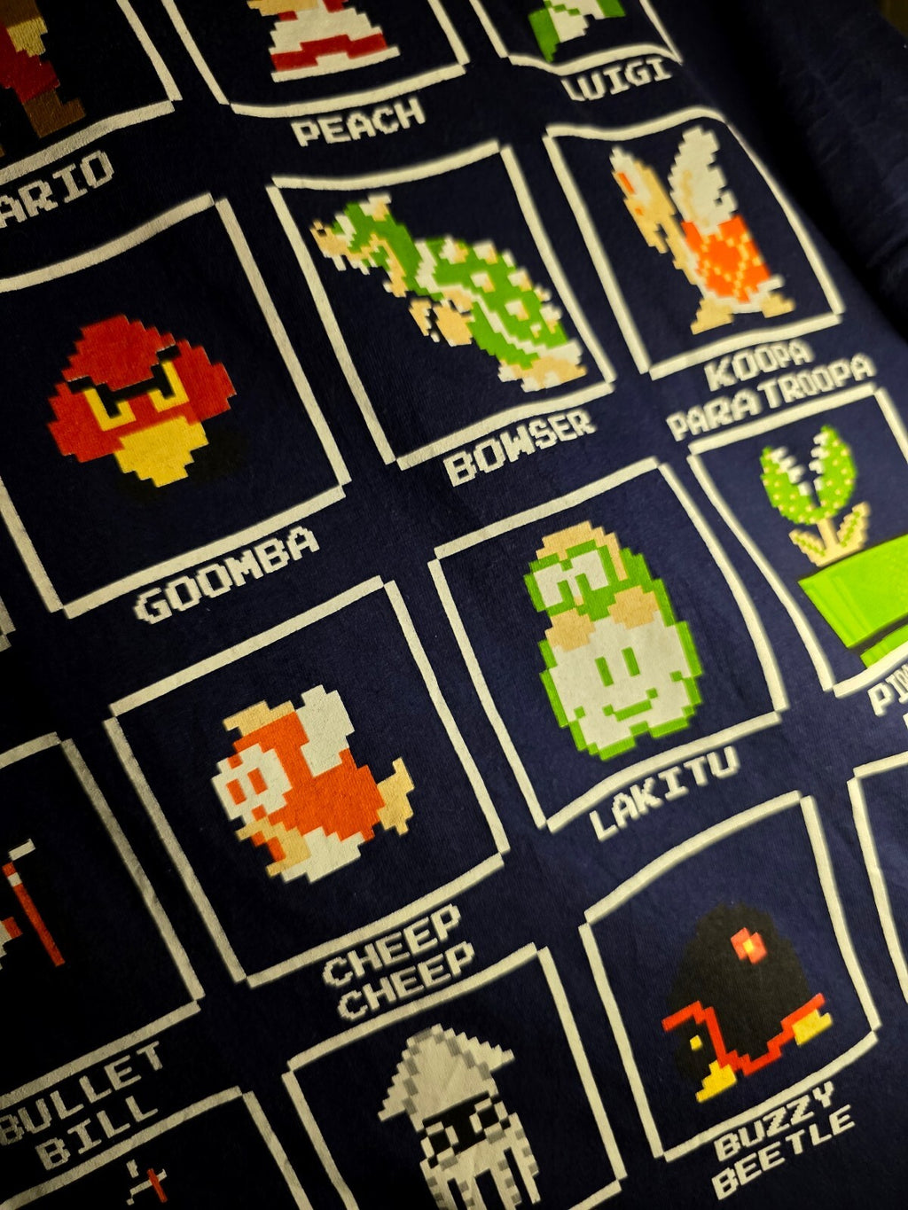 Super Mario Bros Character Grid T-Shirt Navy XL RAN122