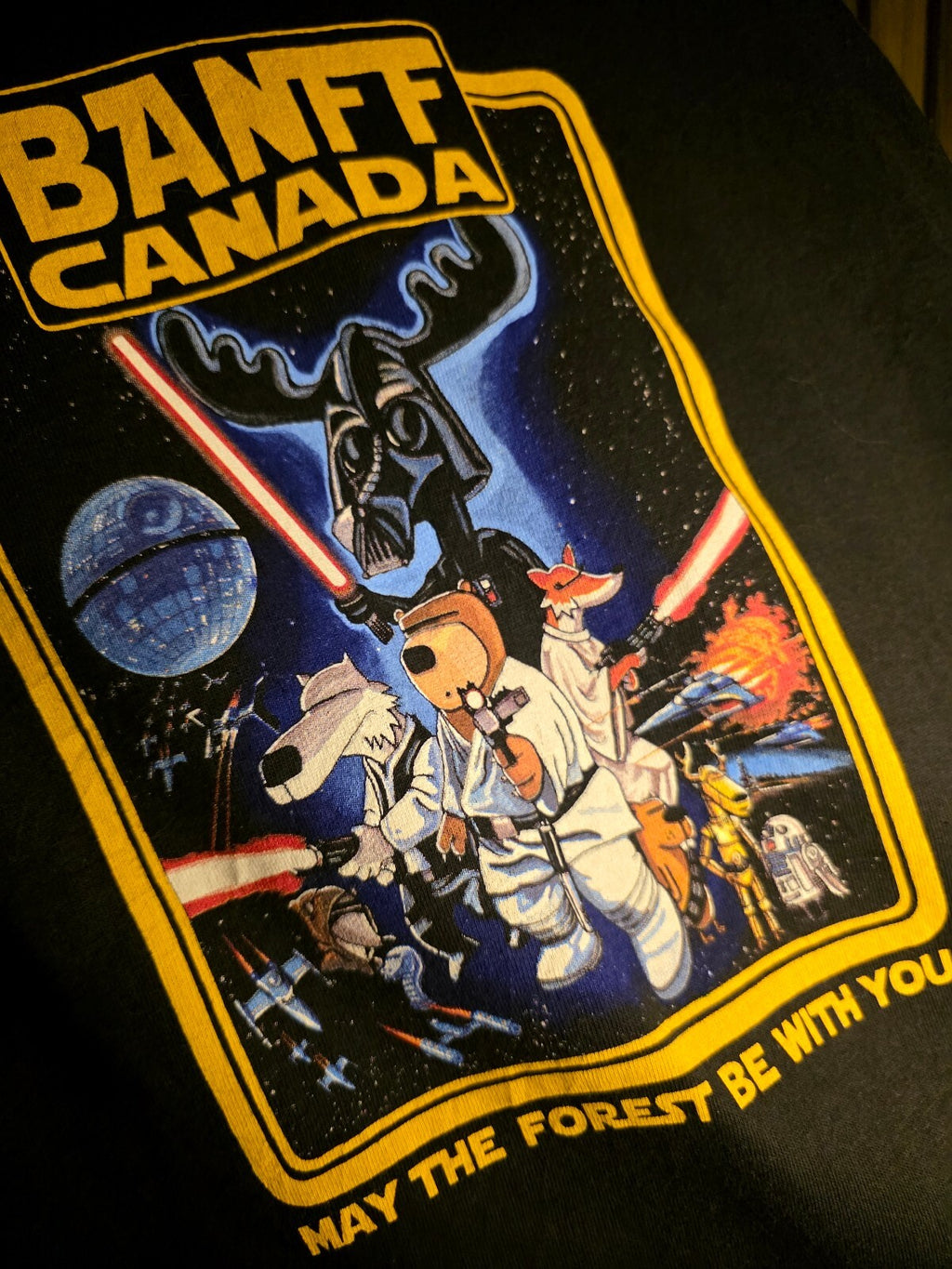 Banff Canada Moose Space Graphic T-Shirt Black M RAN131