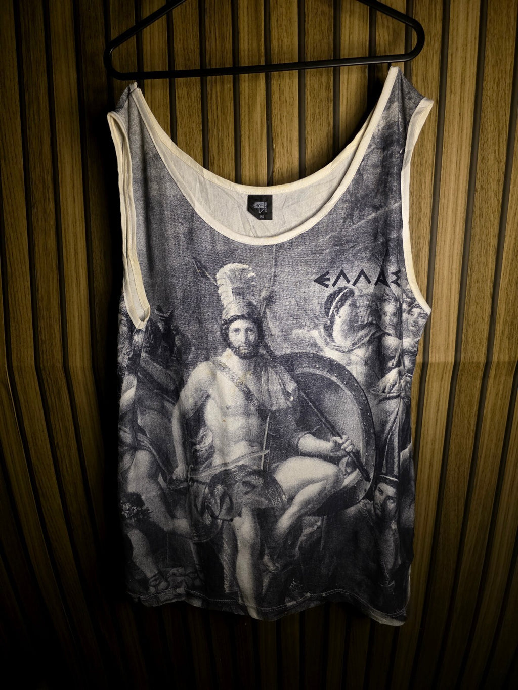 Greece Classical Print Tank Top White XL RAN137