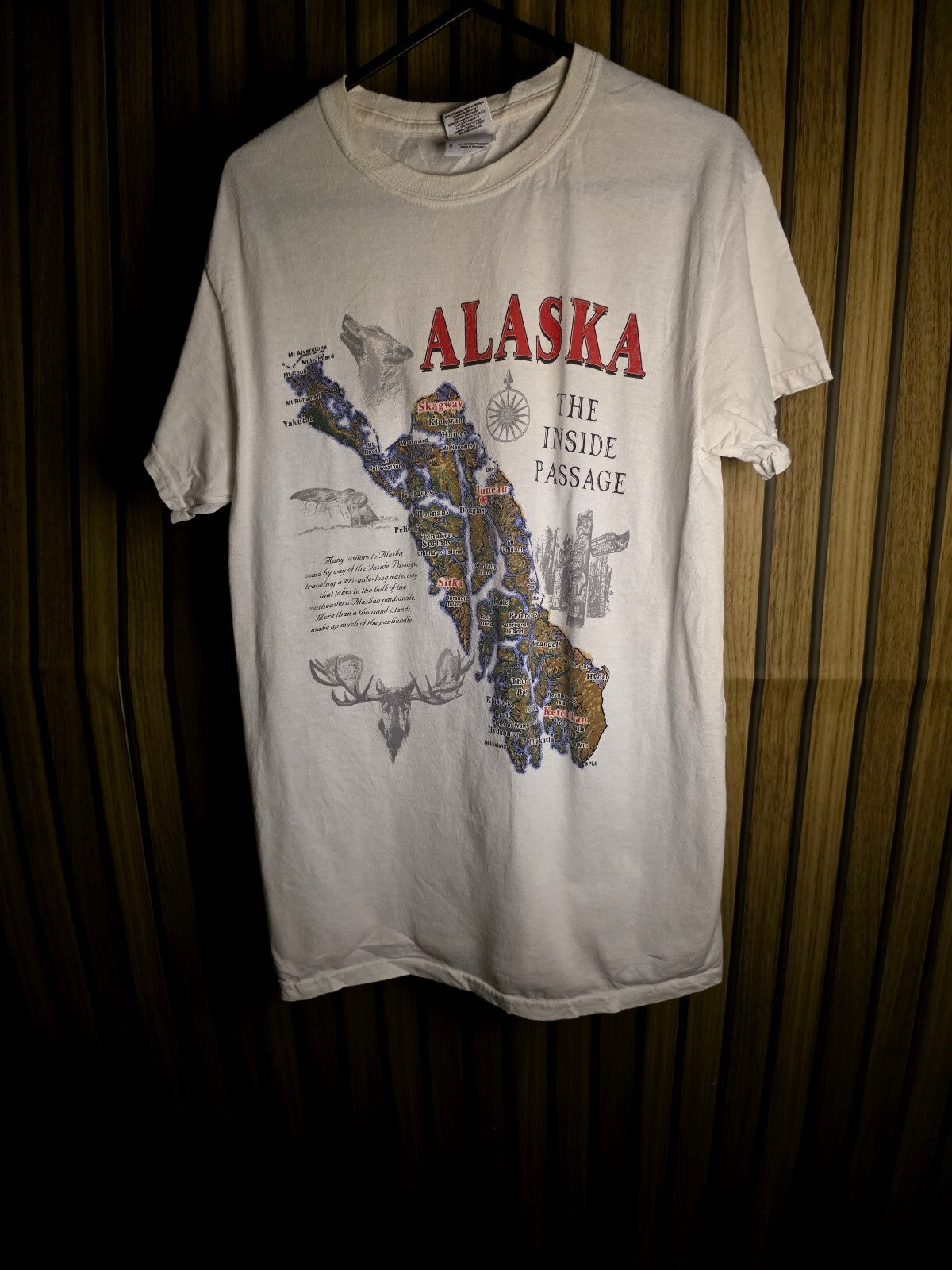 Alaska Inside Passage Map T-Shirt White S RAN154