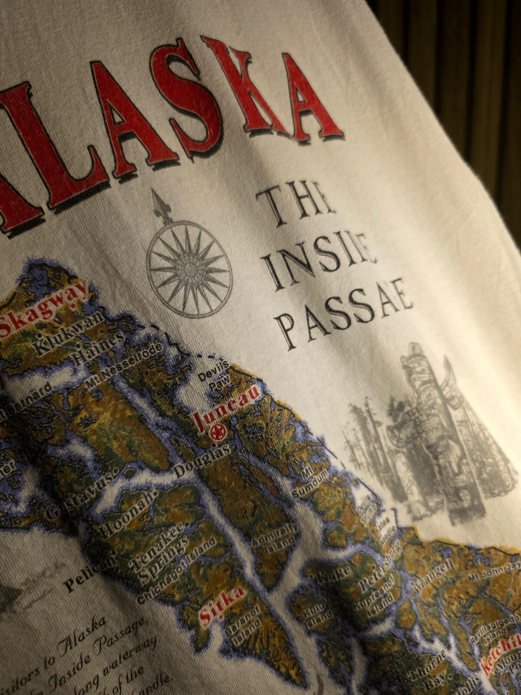 Alaska Inside Passage Map T-Shirt White S RAN154