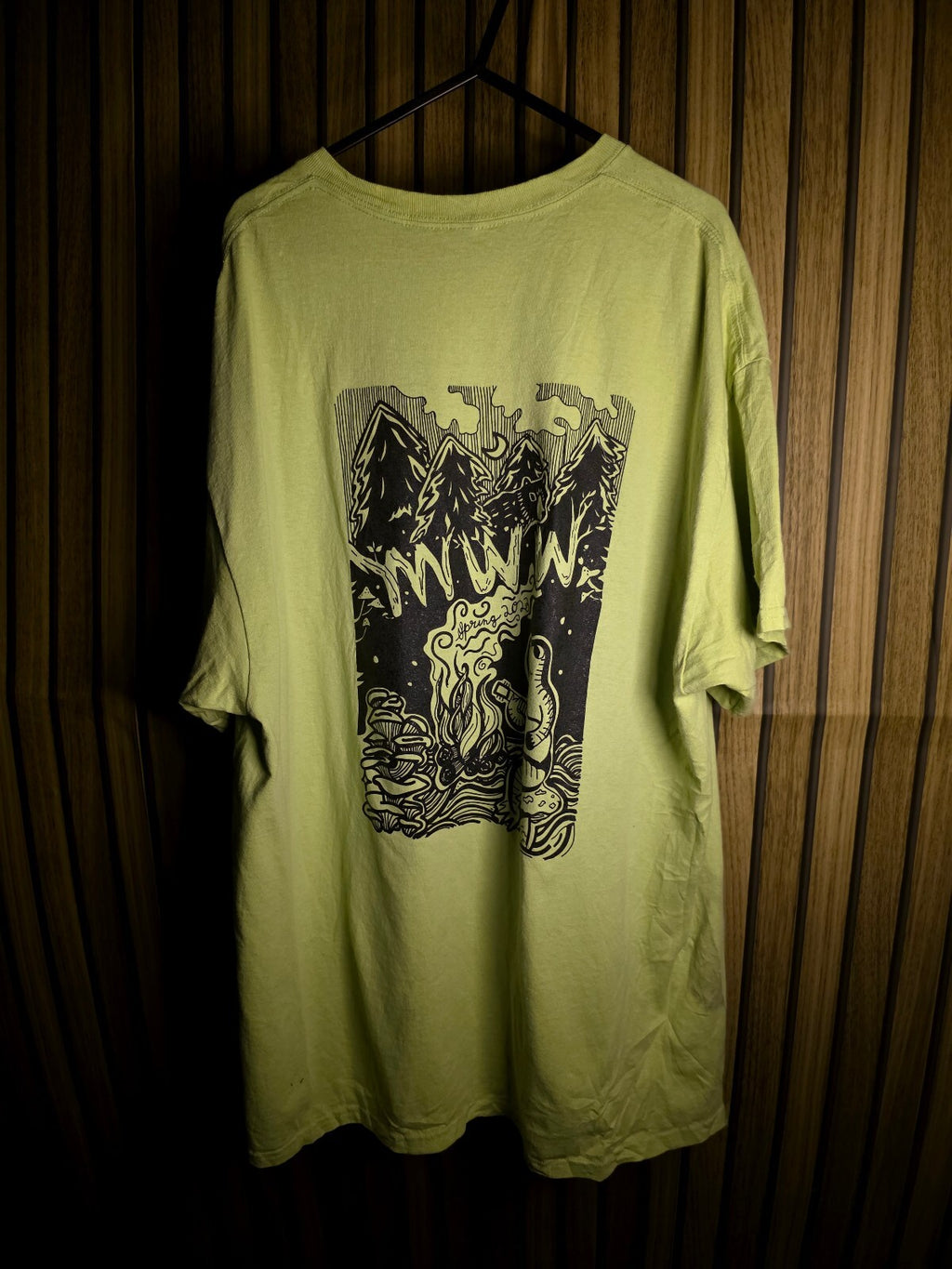 Graphic mountain wave T-shirt Lime RAN168