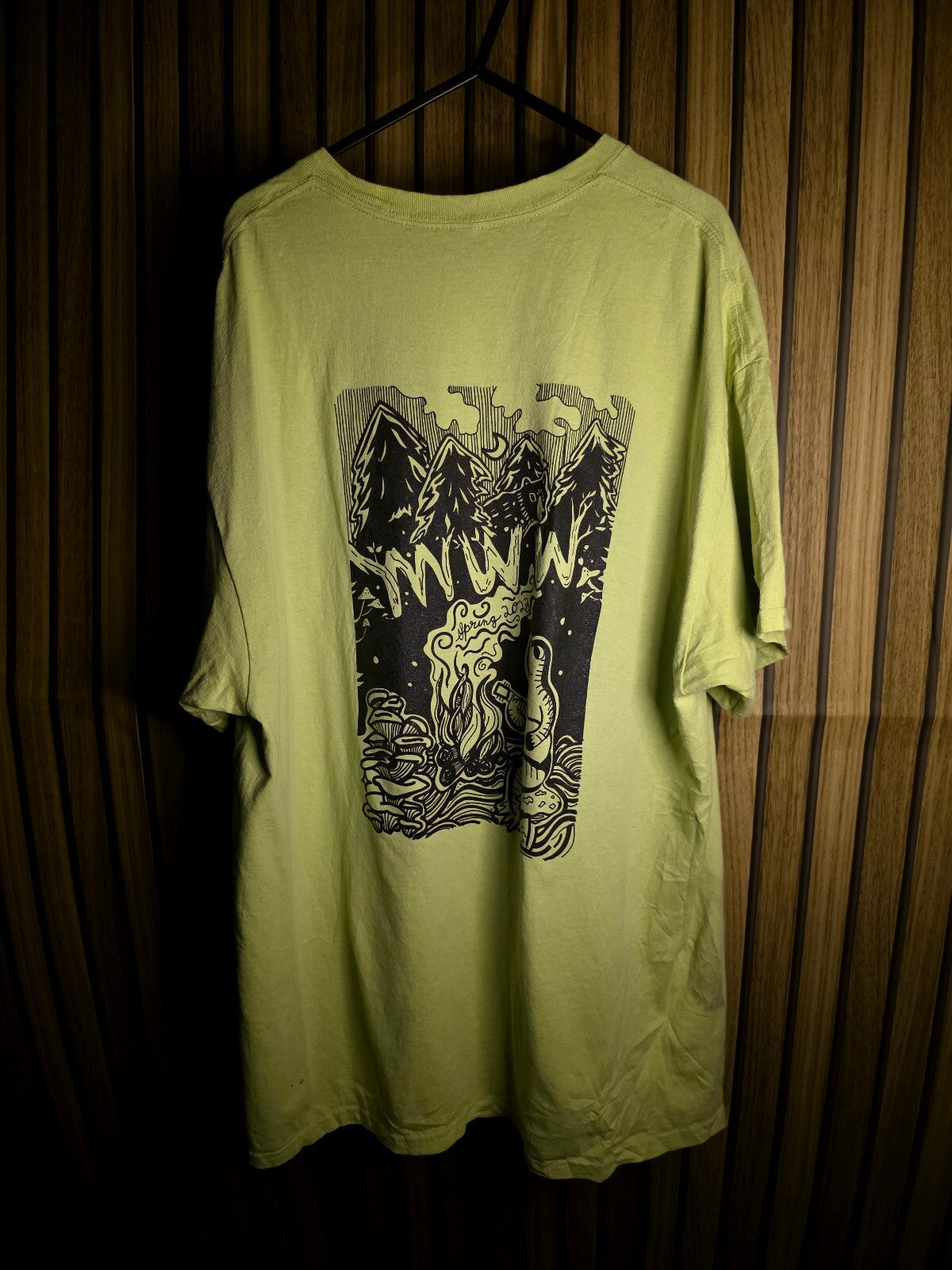 Graphic mountain wave T-shirt Lime RAN168