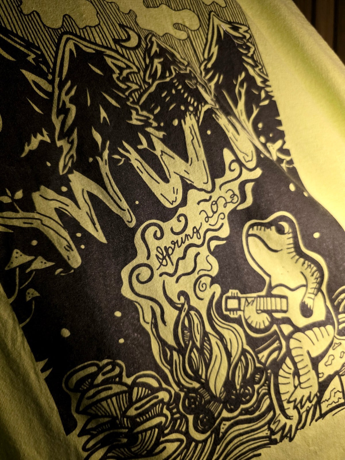Graphic mountain wave T-shirt Lime RAN168