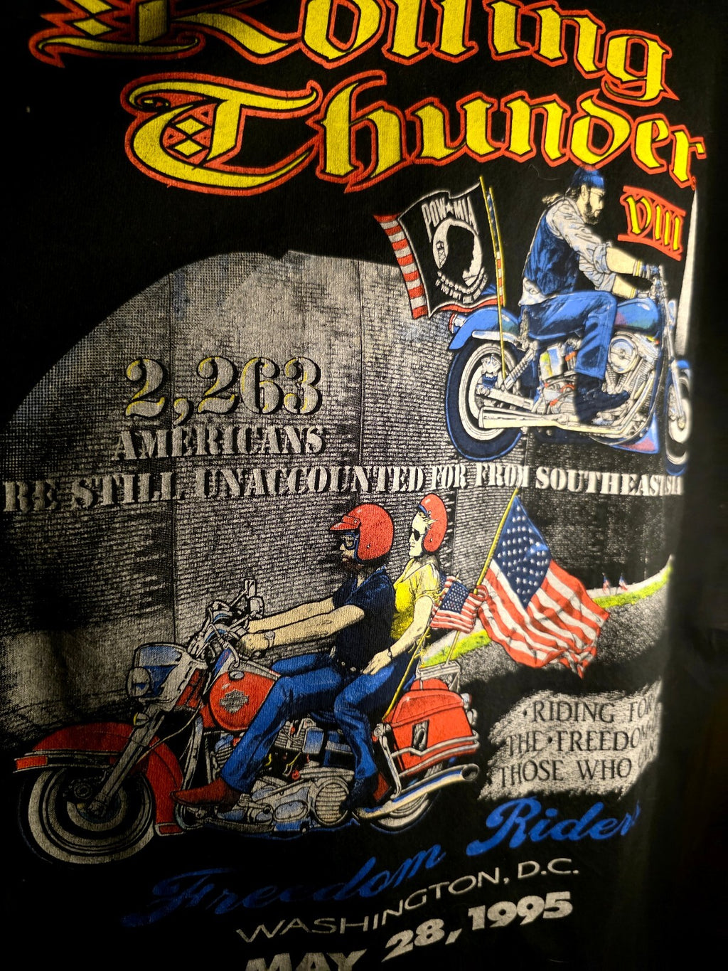 Rolling Thunder Freedom Ride 1995 T-shirt Black AN883