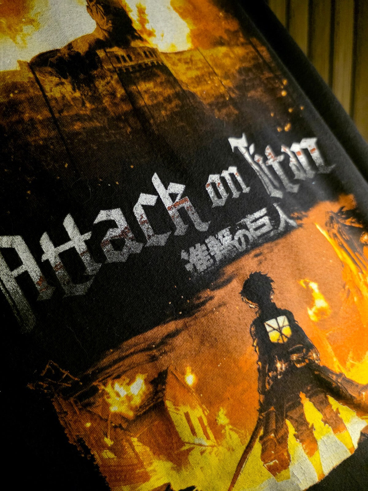 Attack on Titan fire graphic T-shirt Black AN890