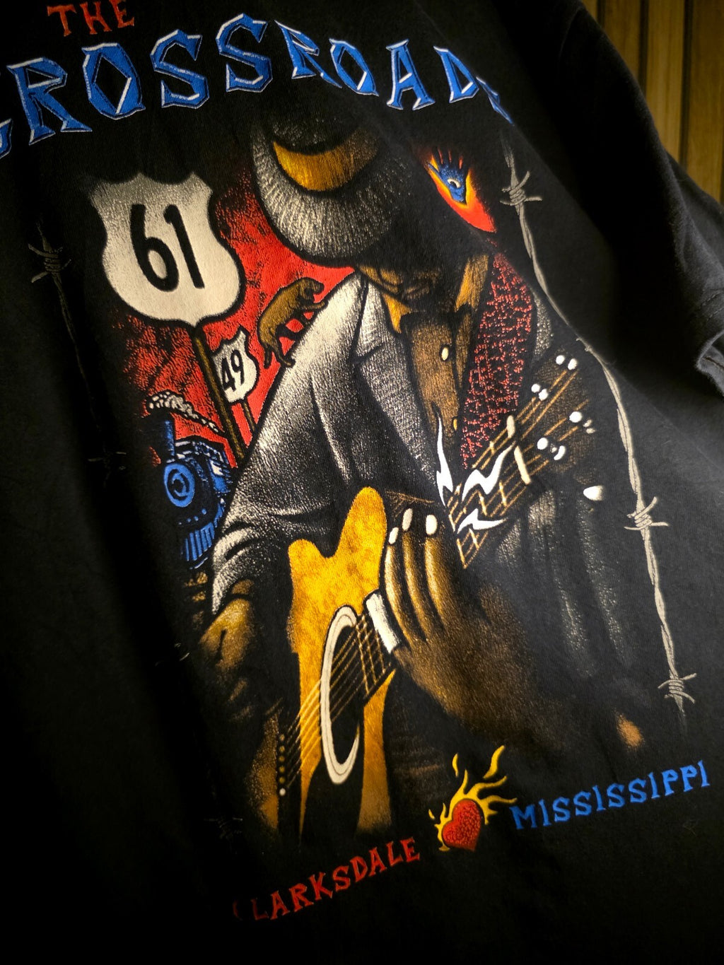 Delta Blues Crossroads 61 T Shirt Navy AN905