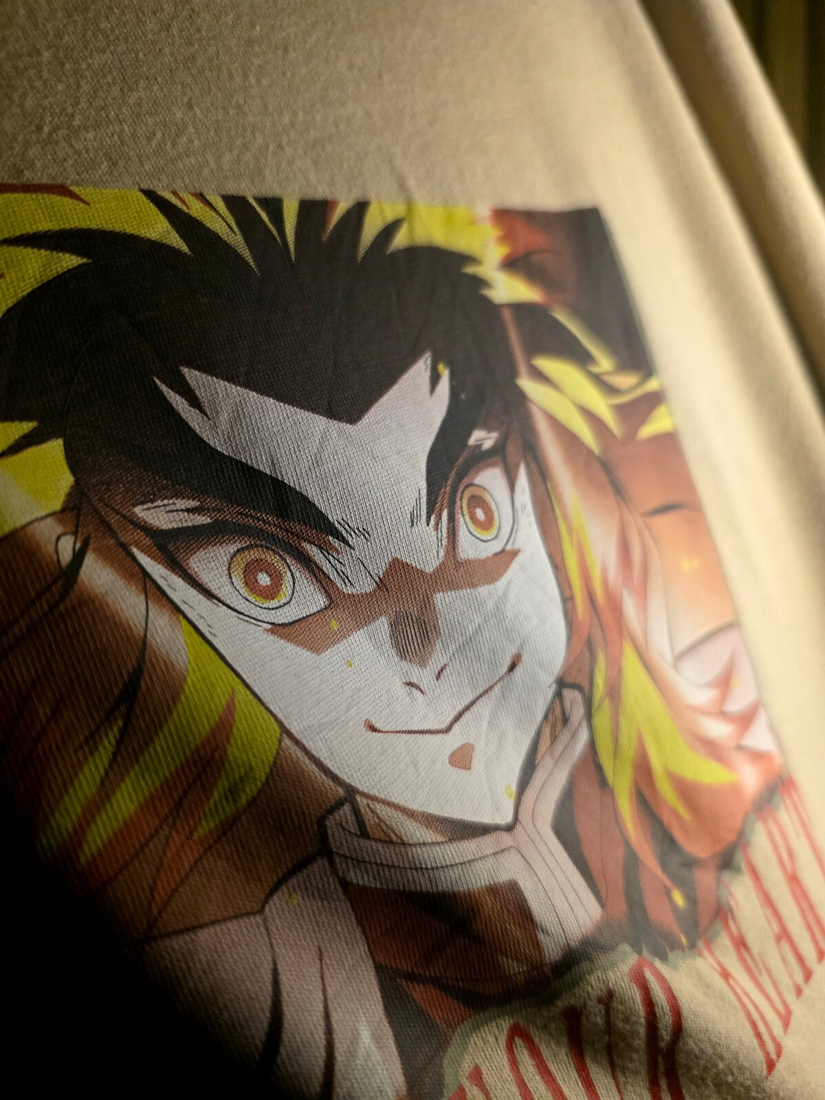 Uniqlo UT Demon Slayer Rengoku T Shirt Beige AN975