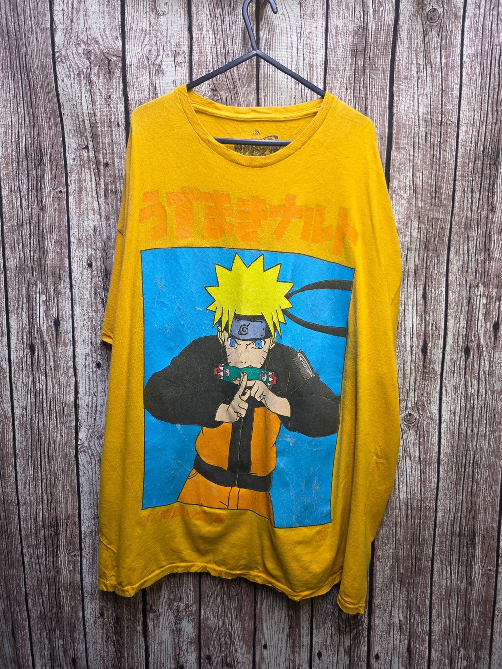 Naruto Shippuden long sleeve graphic T shirt yellow 2X ANI1027