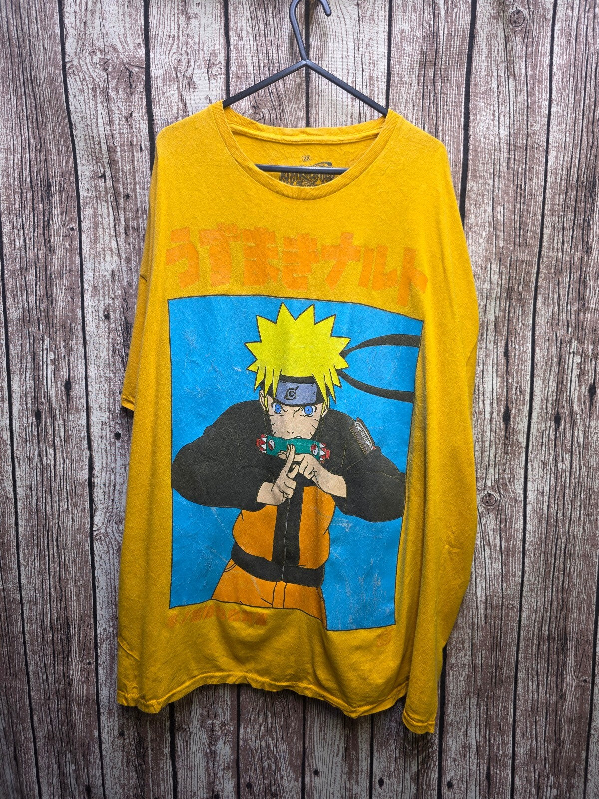 Naruto Shippuden long sleeve graphic T shirt yellow 2X ANI1027