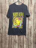 Nirvana Smiley Face Graphic T Shirt Charcoal Size Medium MX774