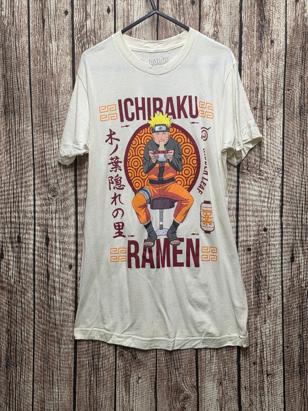 Naruto Ichiraku Ramen Graphic T Shirt Cream Size S MX792