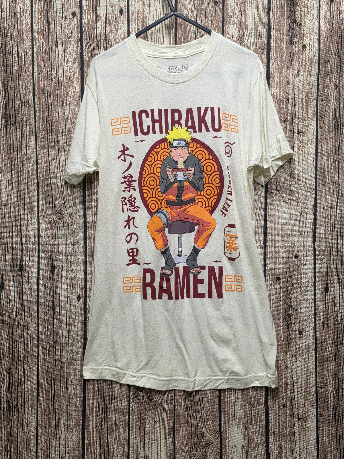 Naruto Ichiraku Ramen Graphic T Shirt Cream Size S MX792