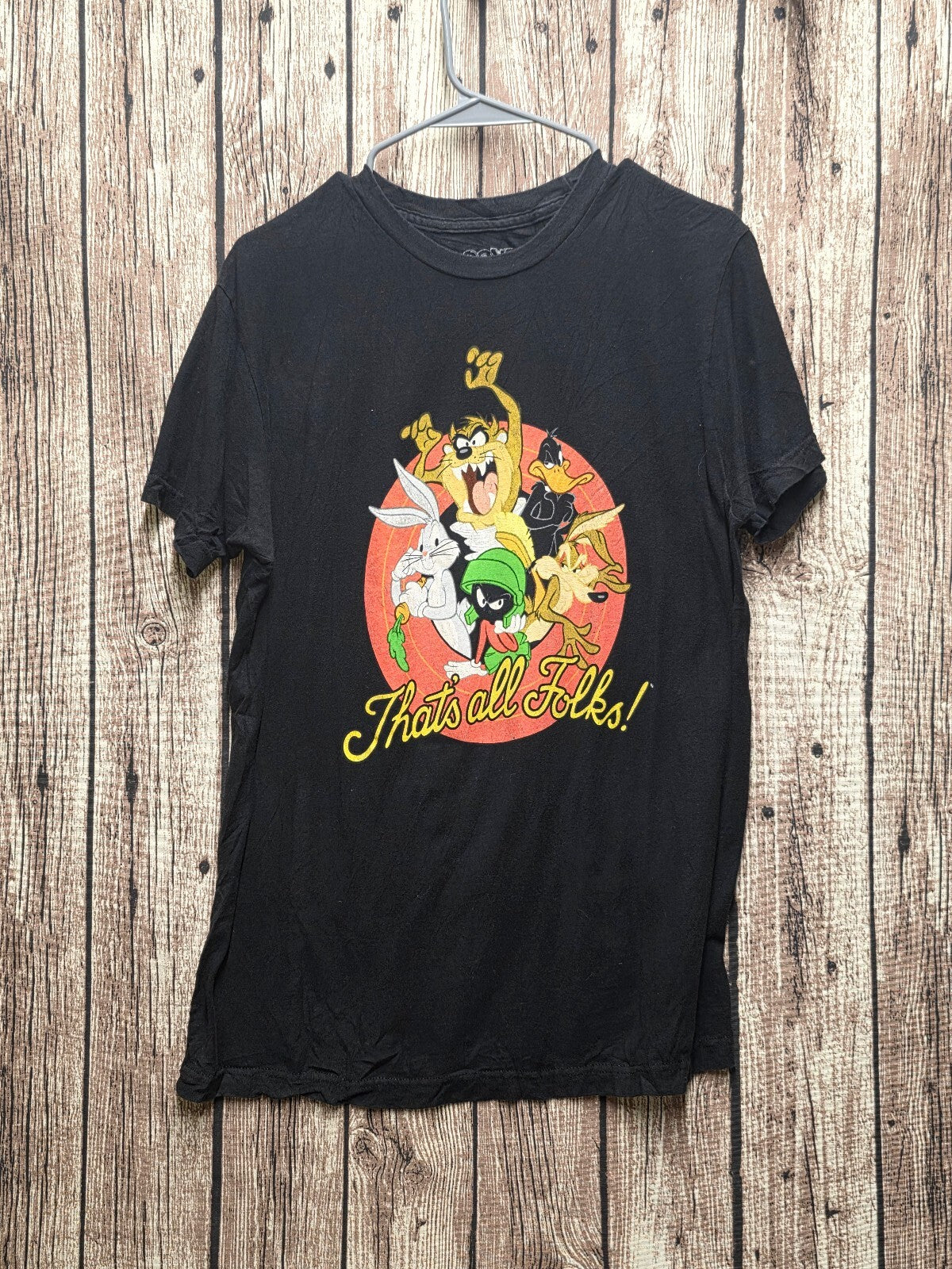 Looney Tunes That's All Folks Graphic T Shirt Black Size M MX800