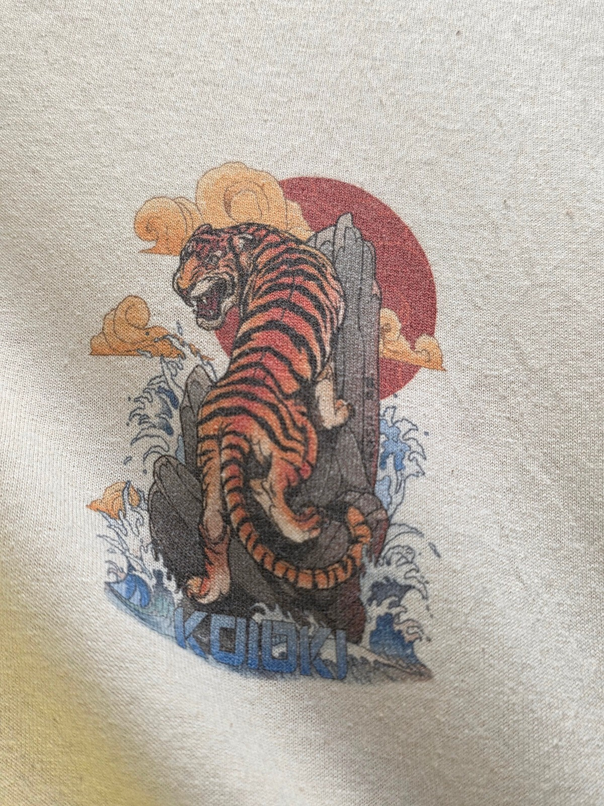 Tiger Graphic T Shirt Cream Size M MX804