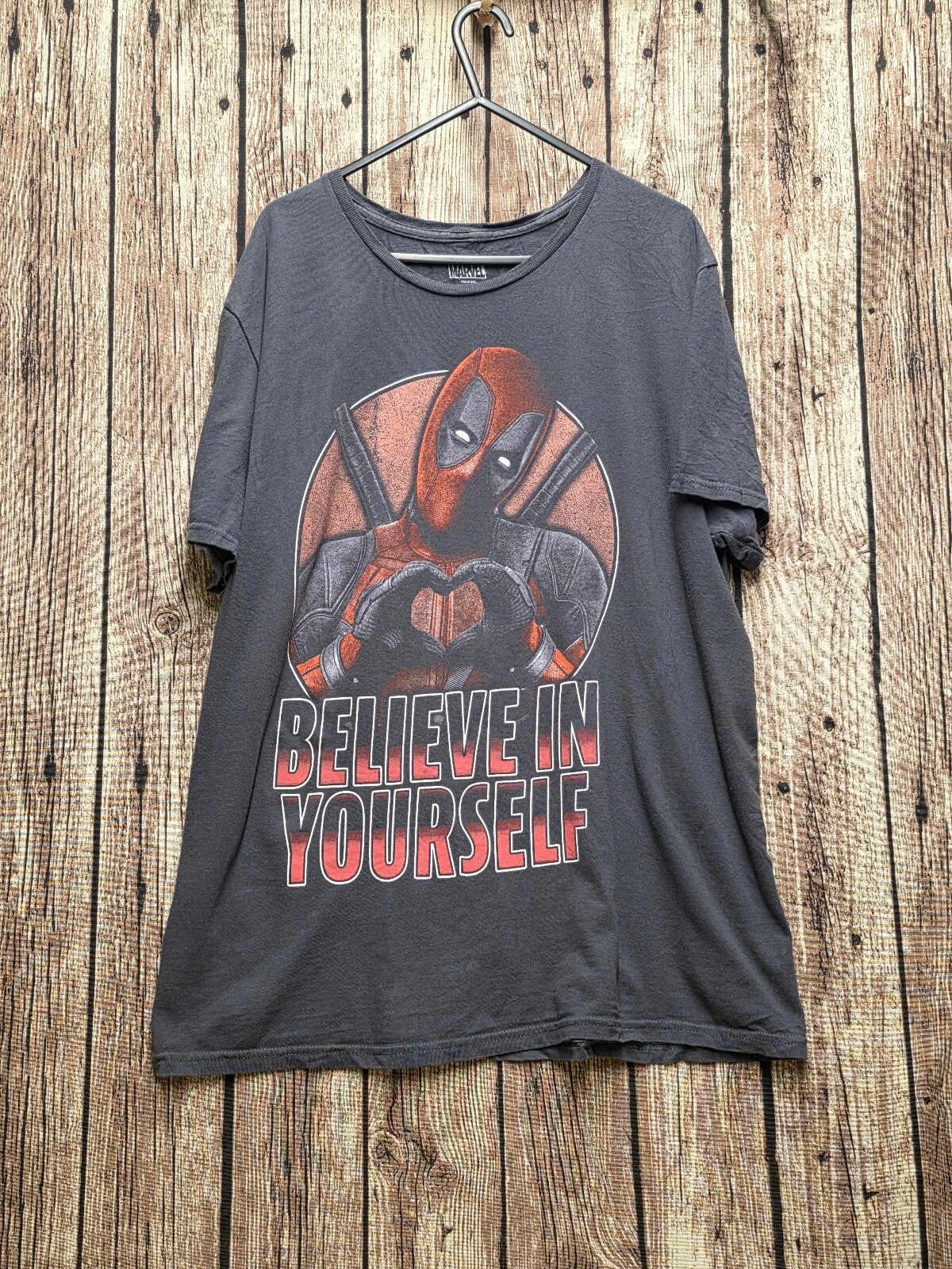 Marvel Deadpool Believe in Yourself T Shirt Grey MX809