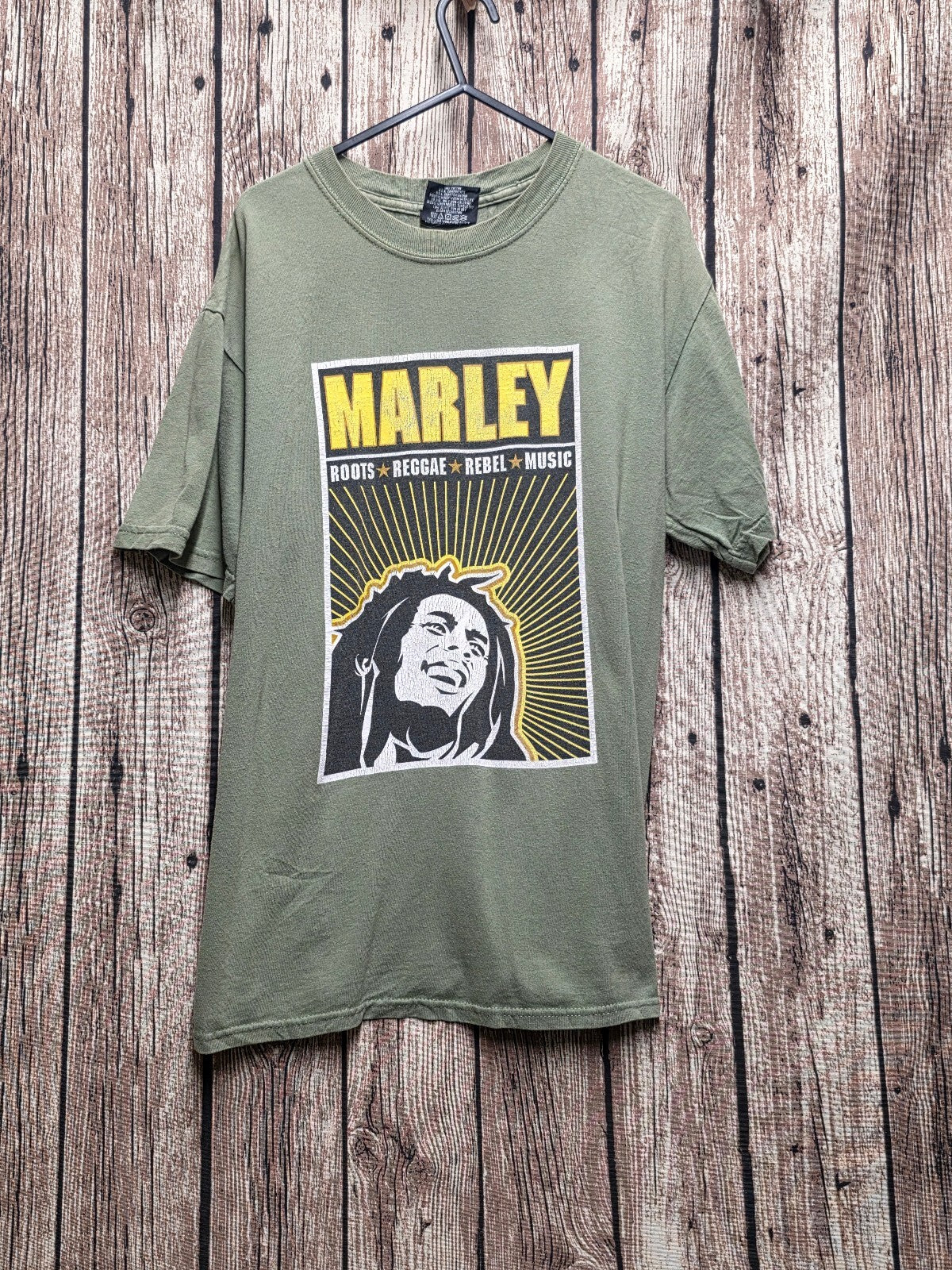Zion Roots Bob Marley T Shirt Olive MX849