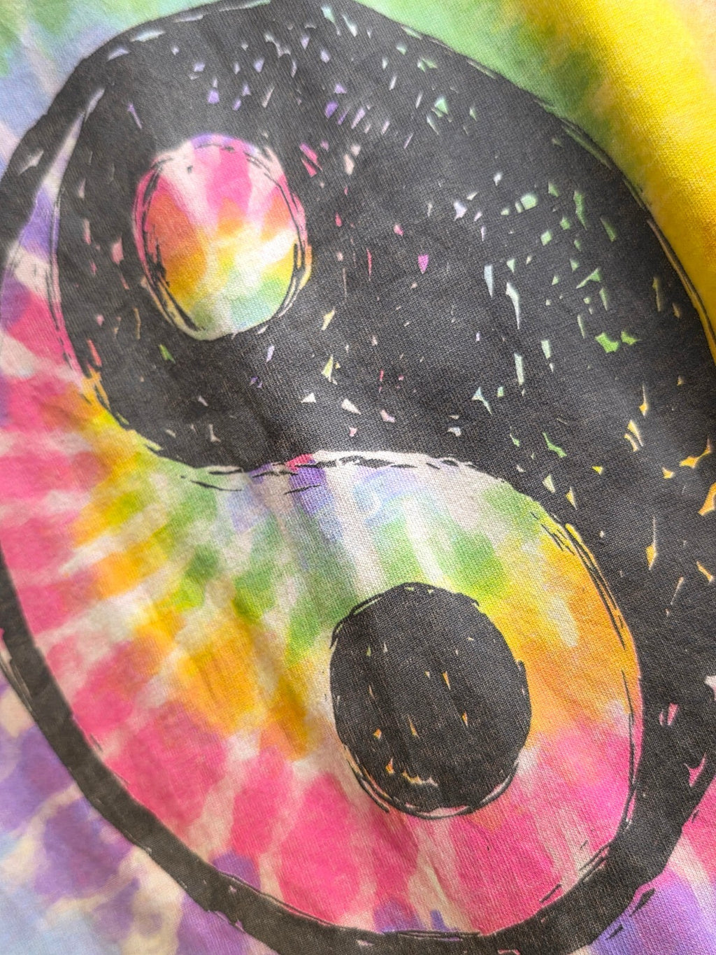 Yin Yang Tie Dye T Shirt Cream MX857