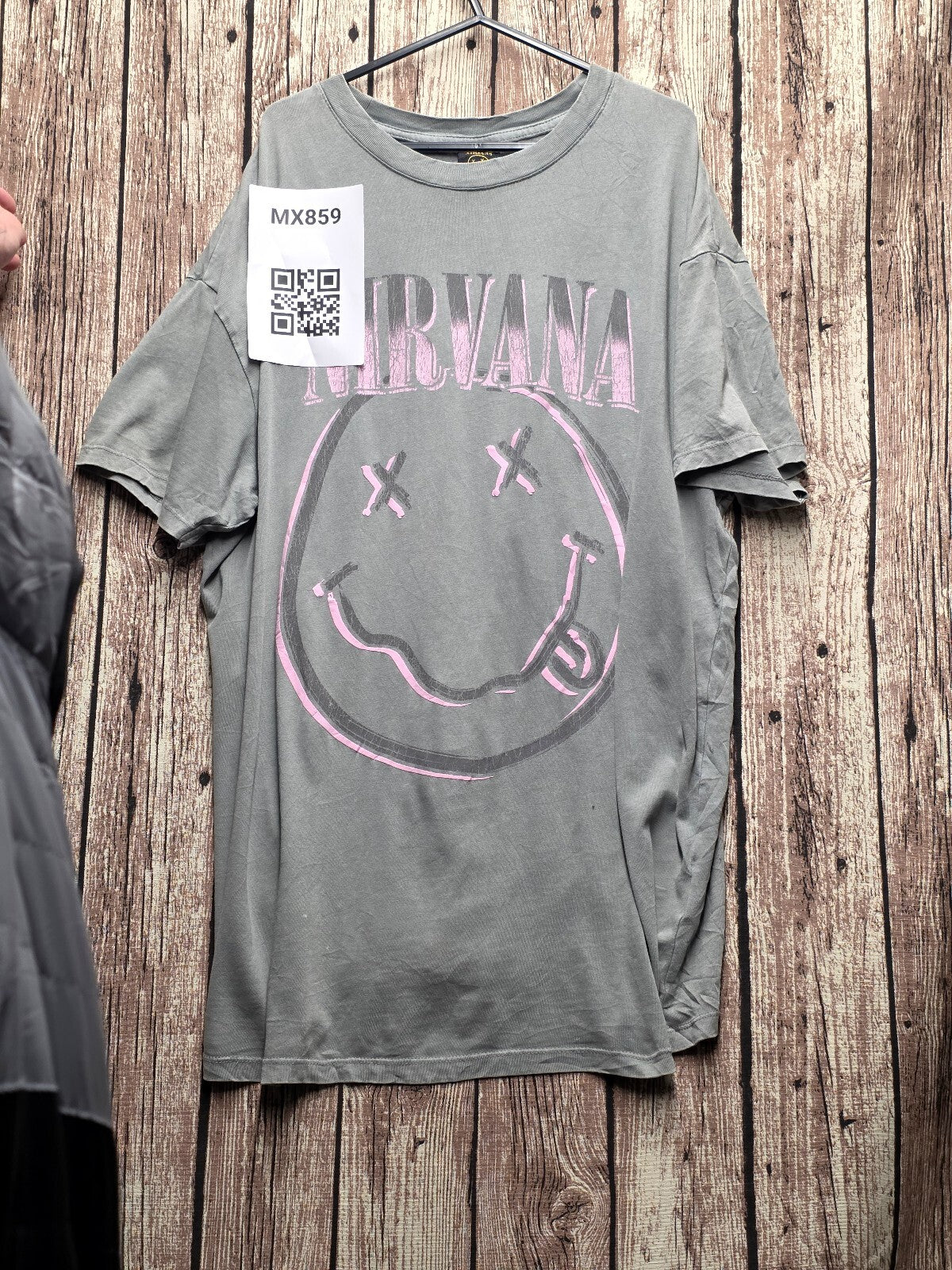 Nirvana Smiley Graphic T Shirt Grey MX859