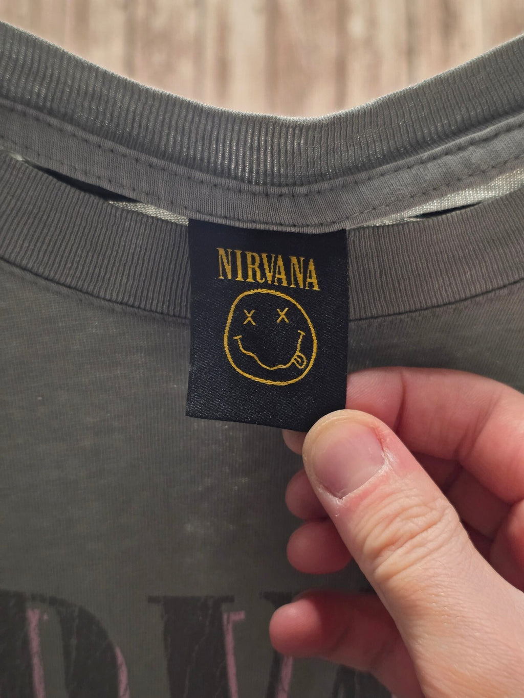 Nirvana Smiley Graphic T Shirt Grey MX859