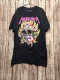 Metallica Floral Skull Graphic T Shirt Black MX863
