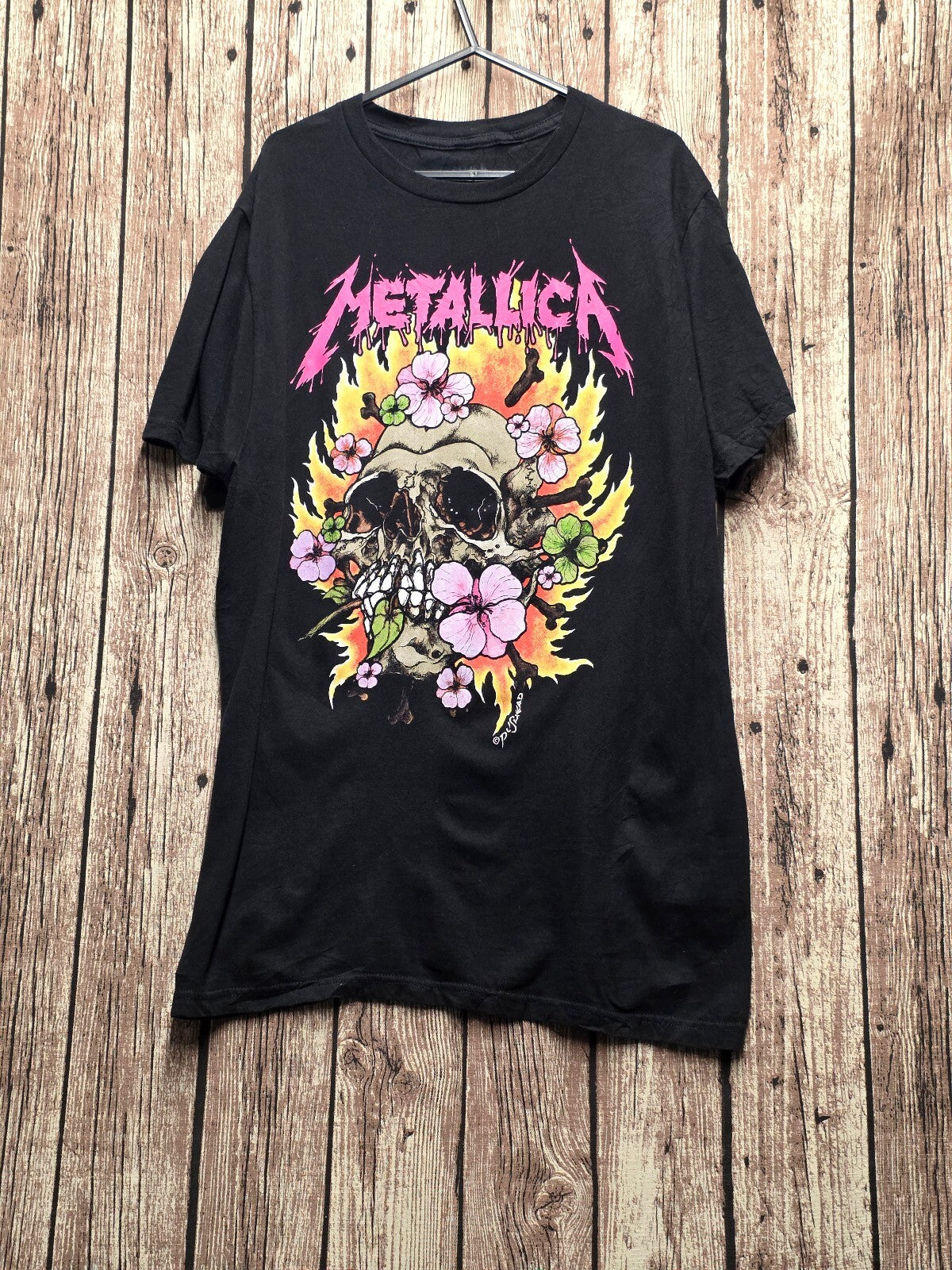 Metallica Floral Skull Graphic T Shirt Black MX863