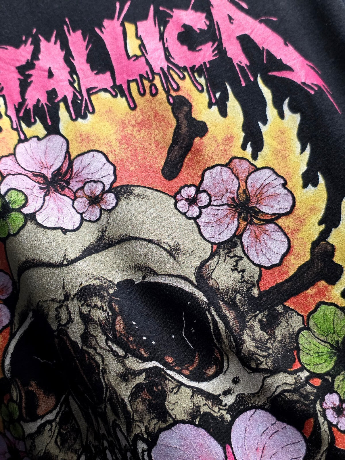Metallica Floral Skull Graphic T Shirt Black MX863