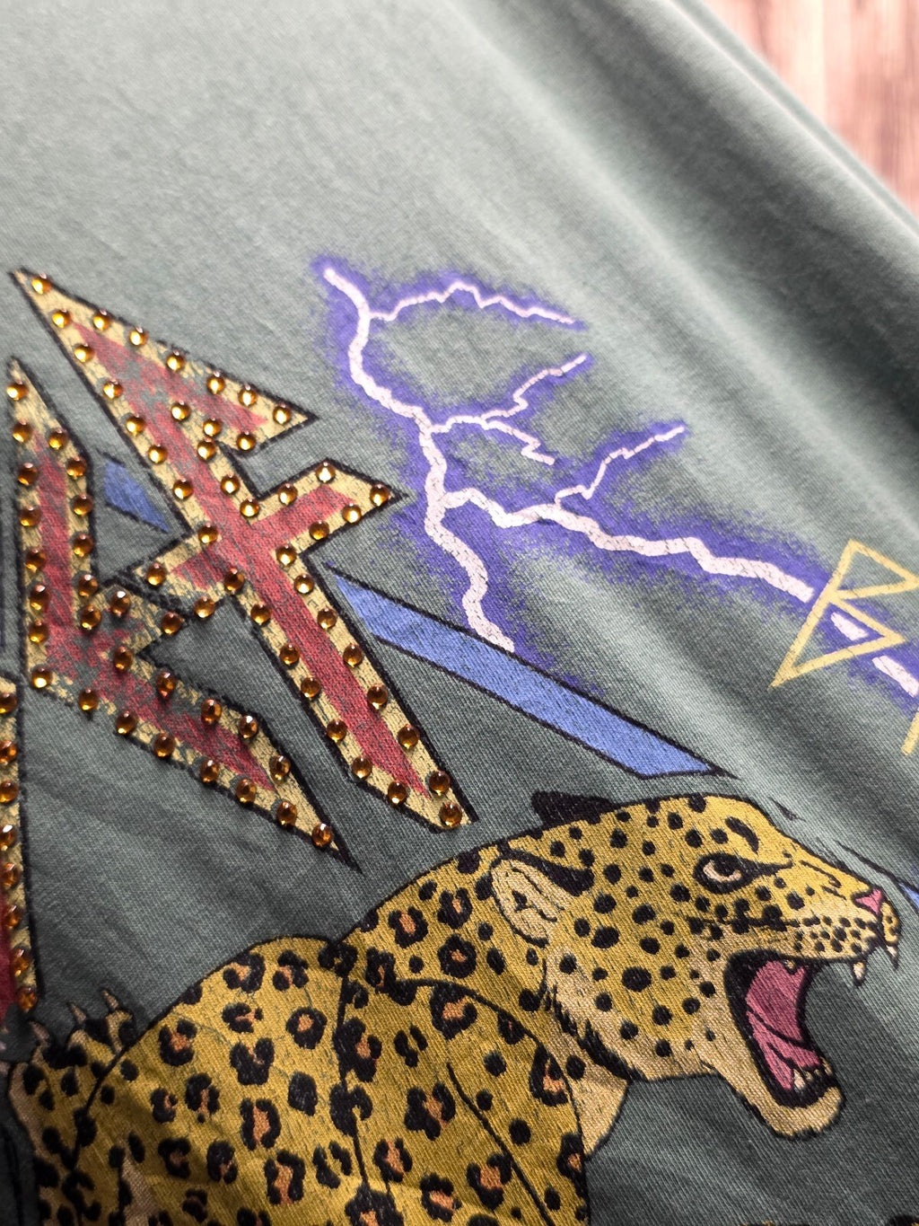 Def Leppard Leopard Graphic T Shirt Green MX871