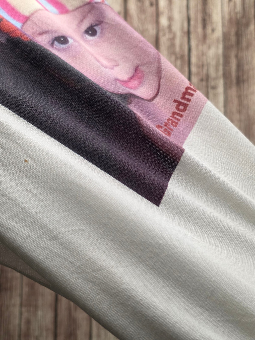 Grandma's Girl Photo Graphic T Shirt Cream MX892