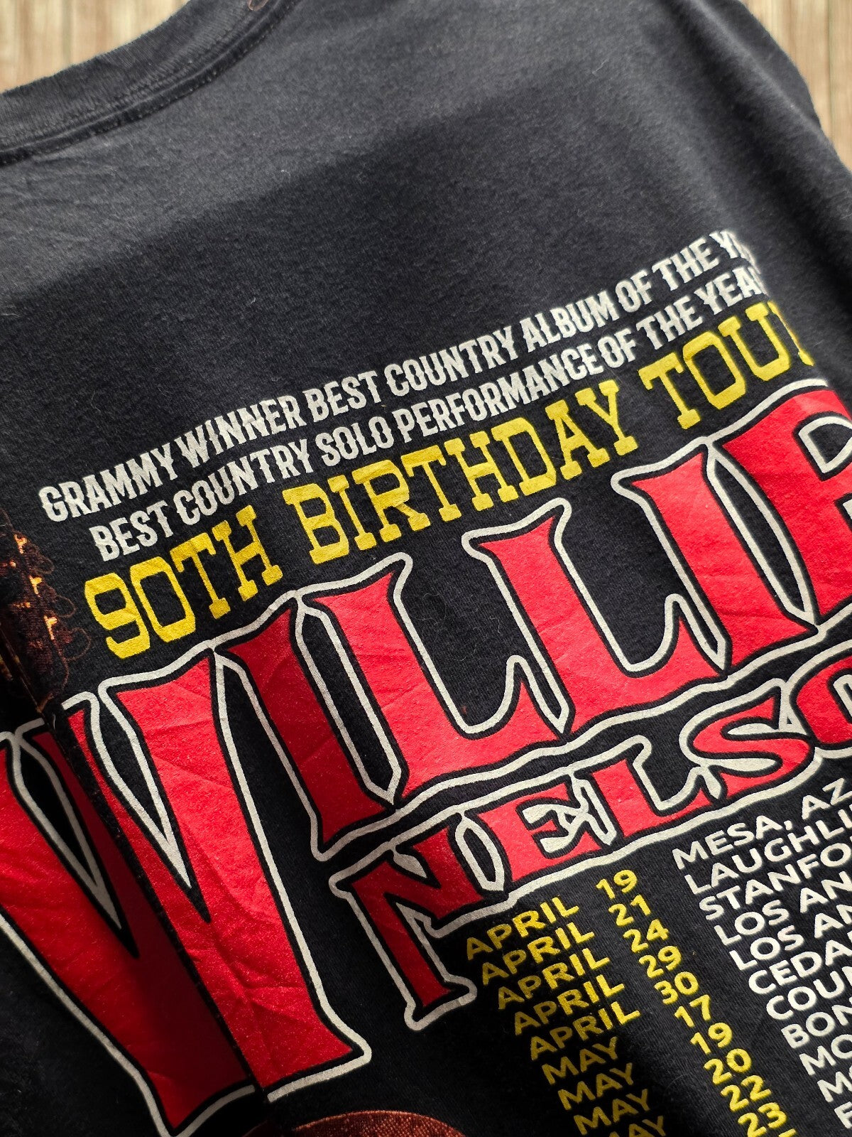 Willie Nelson 90th Birthday Tour T Shirt Black MX900