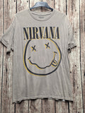 Nirvana Smiley Face Graphic T Shirt Beige BSCL12