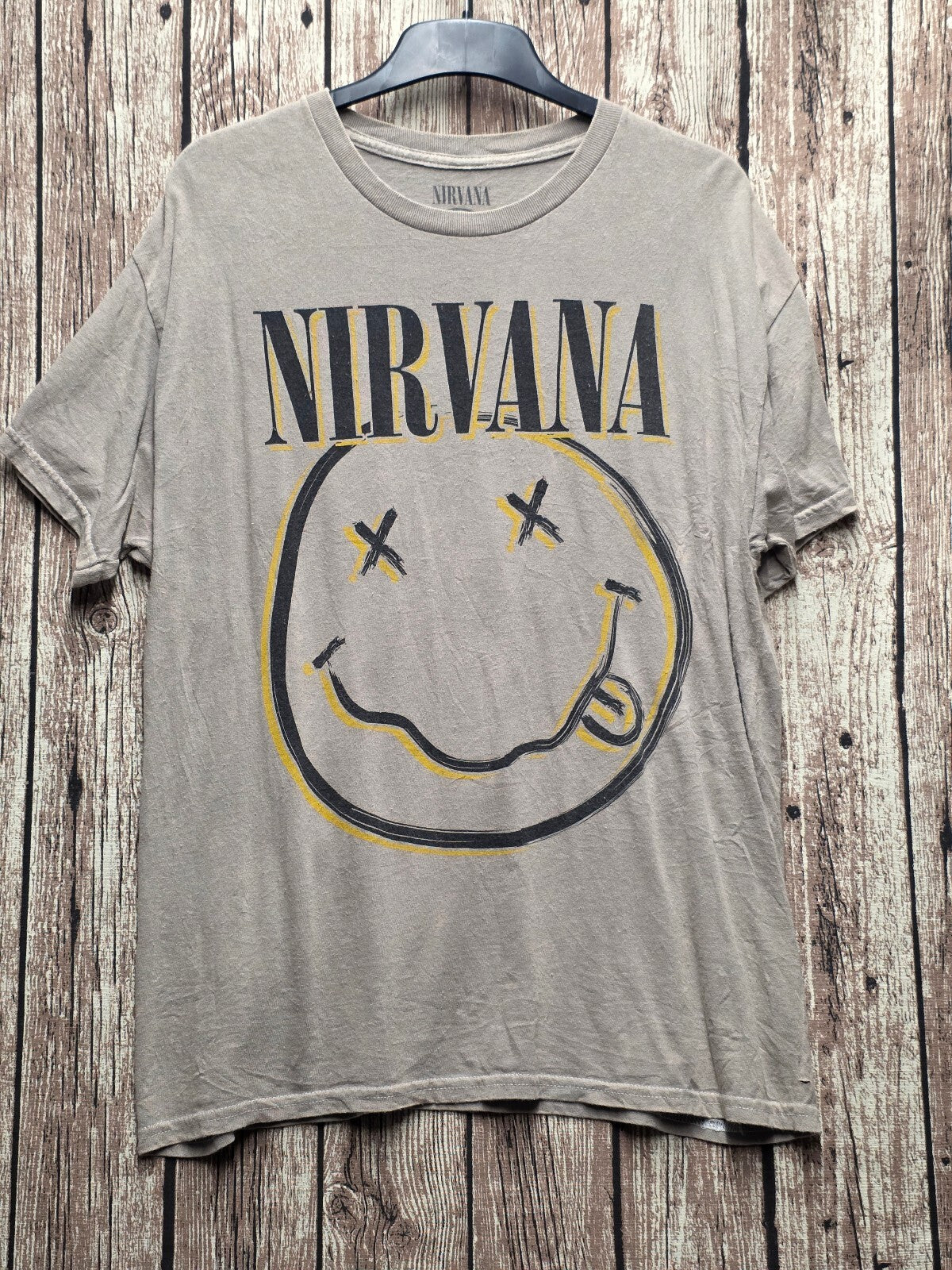 Nirvana Smiley Face Graphic T Shirt Beige BSCL12