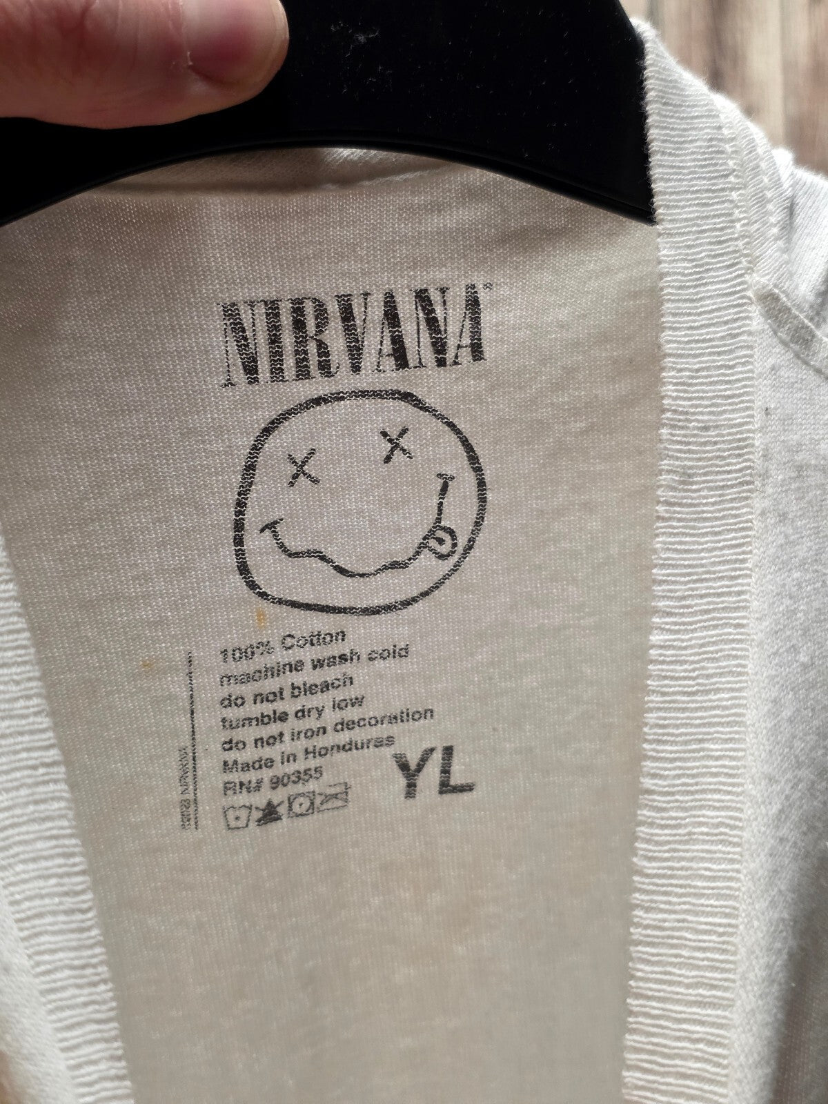 Nirvana Smiley Face Graphic T Shirt White YL BSCL24