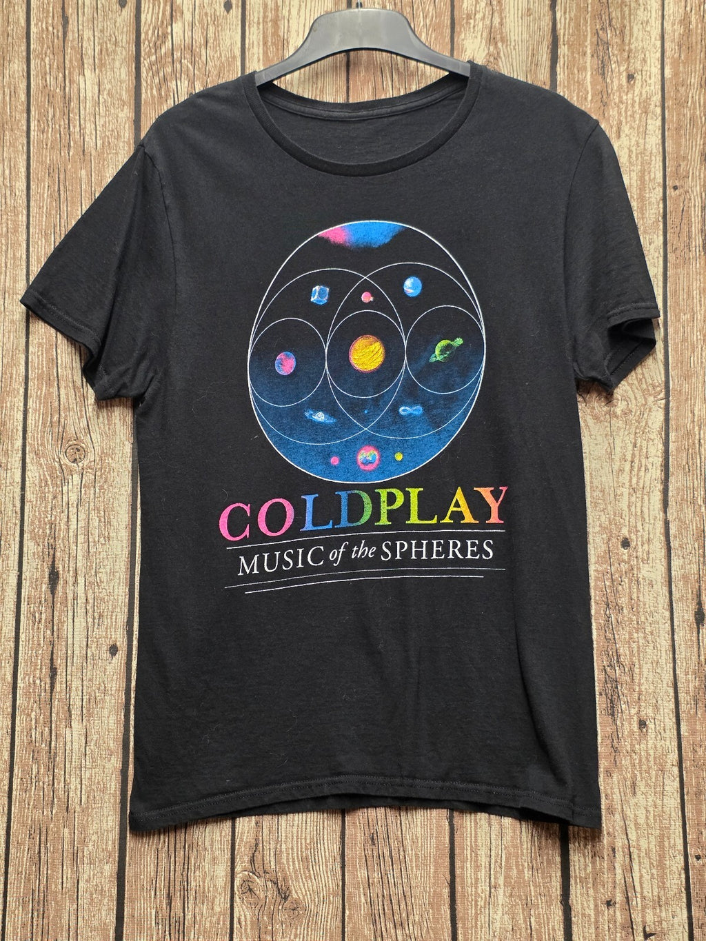 Coldplay Music of the Spheres T Shirt Black Large BSCL31