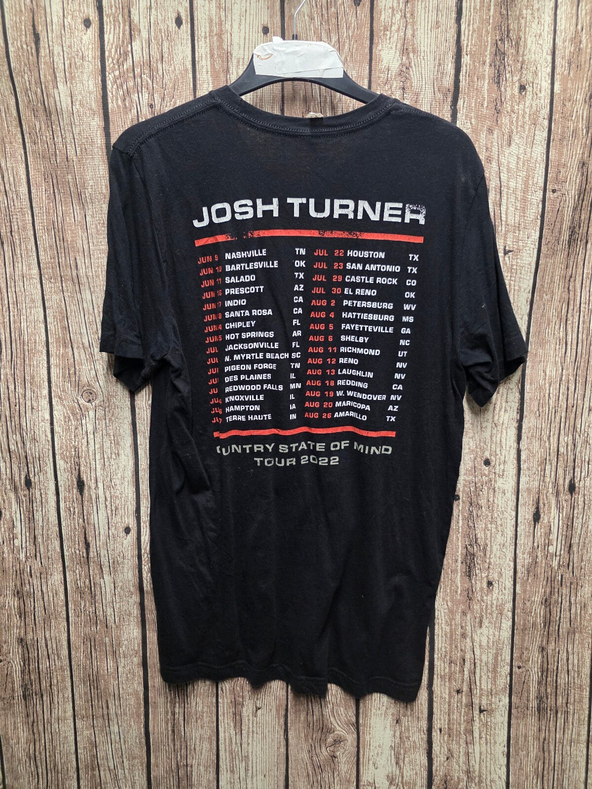 Josh Turner Tour T Shirt Black L BSCL82