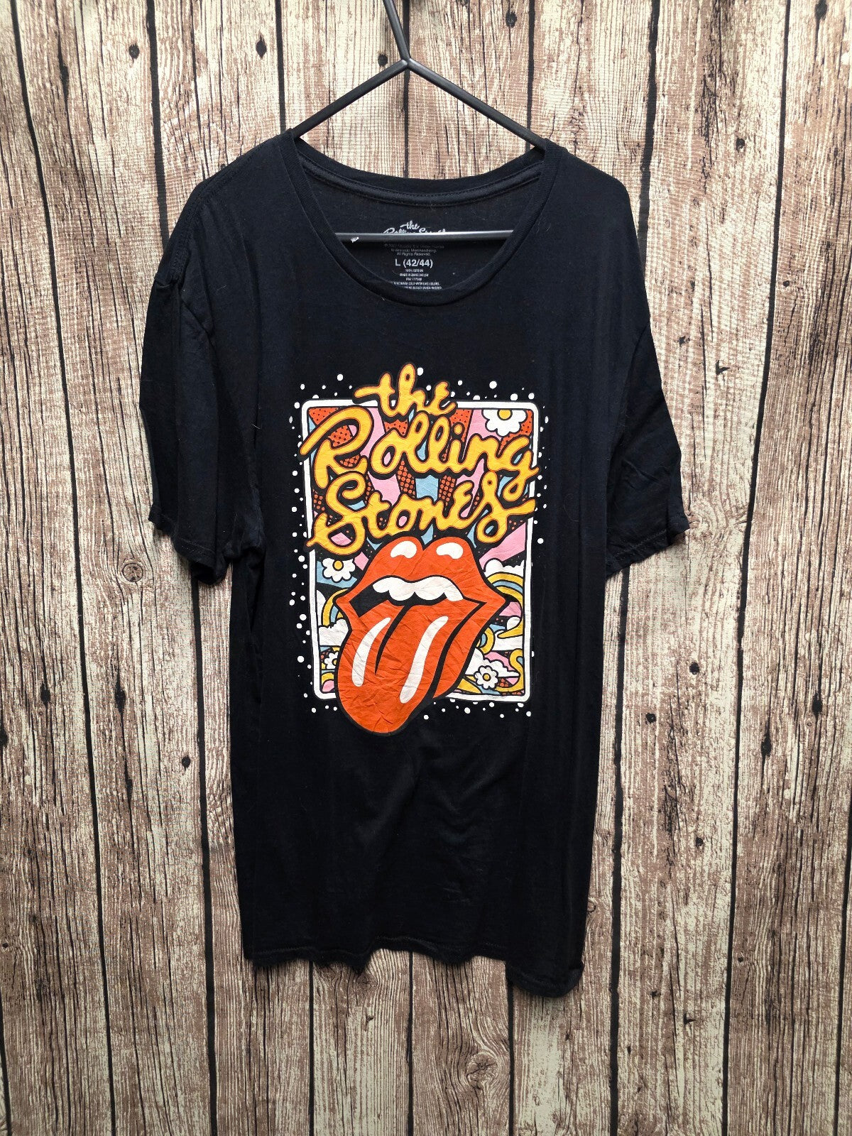 Rolling Stones Colourful Tongue T Shirt Black L BSCL93