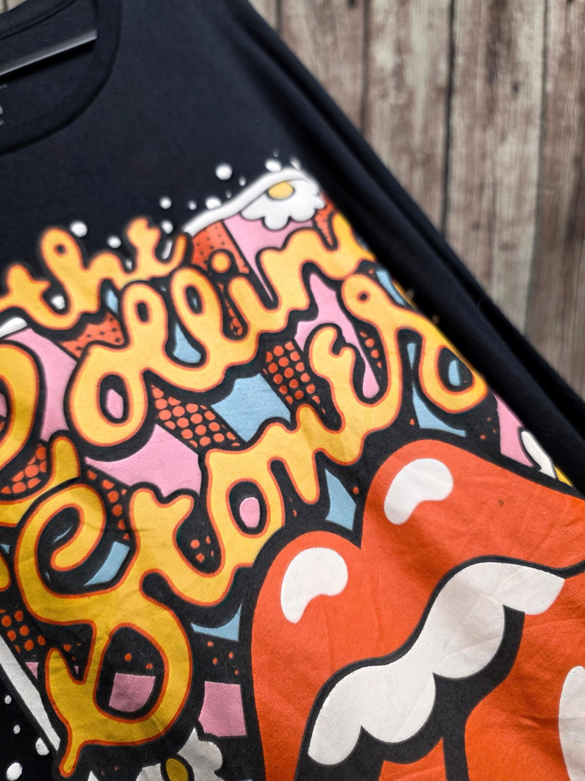 Rolling Stones Colourful Tongue T Shirt Black L BSCL93