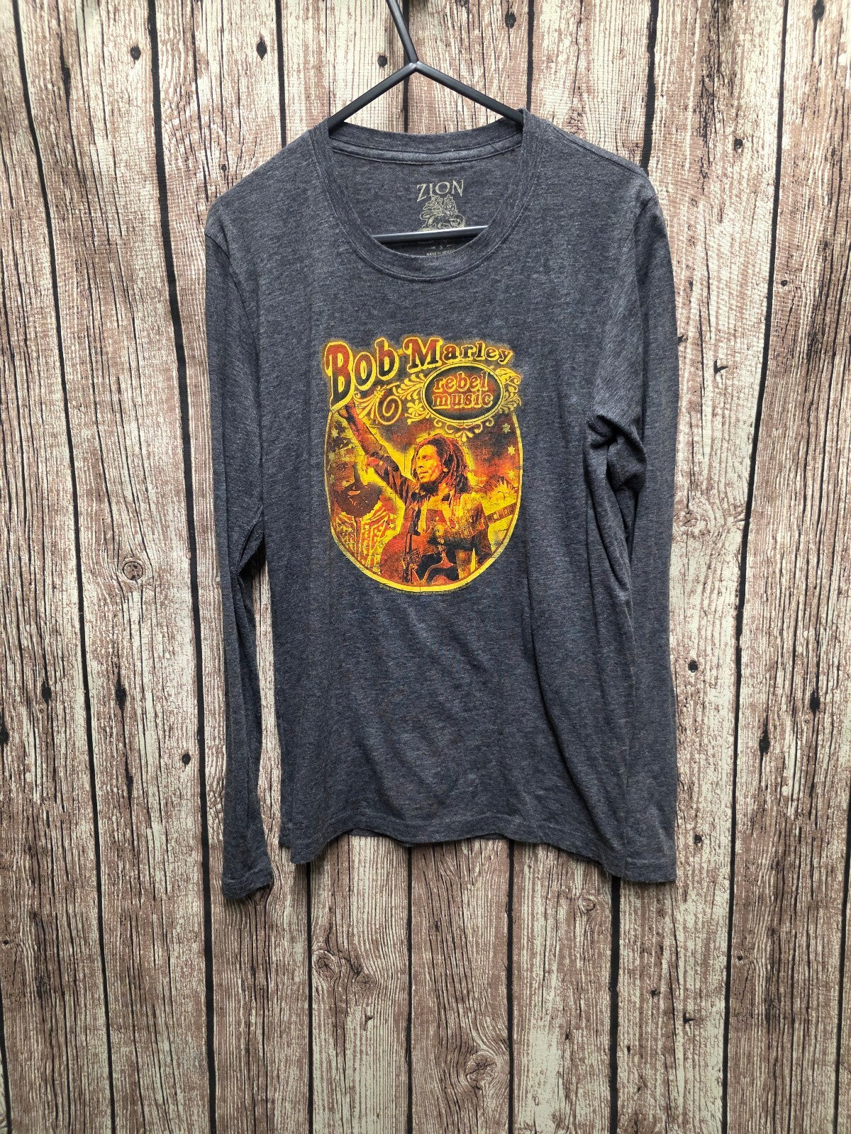 Bob Marley Rebel Music Long Sleeve T Shirt Grey S BSCL101