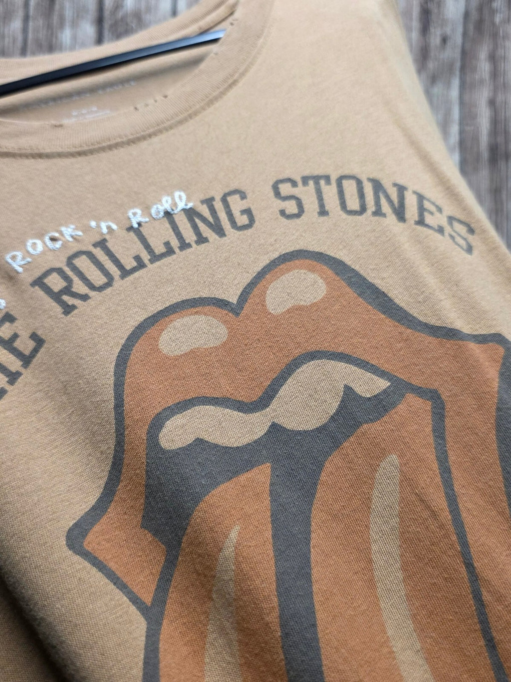 The Rolling Stones Tongue Graphic T Shirt Tan BSCL128