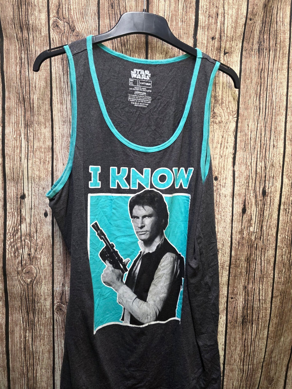 Star Wars I Know Han Solo Tank Top Black Turquoise XL MX704